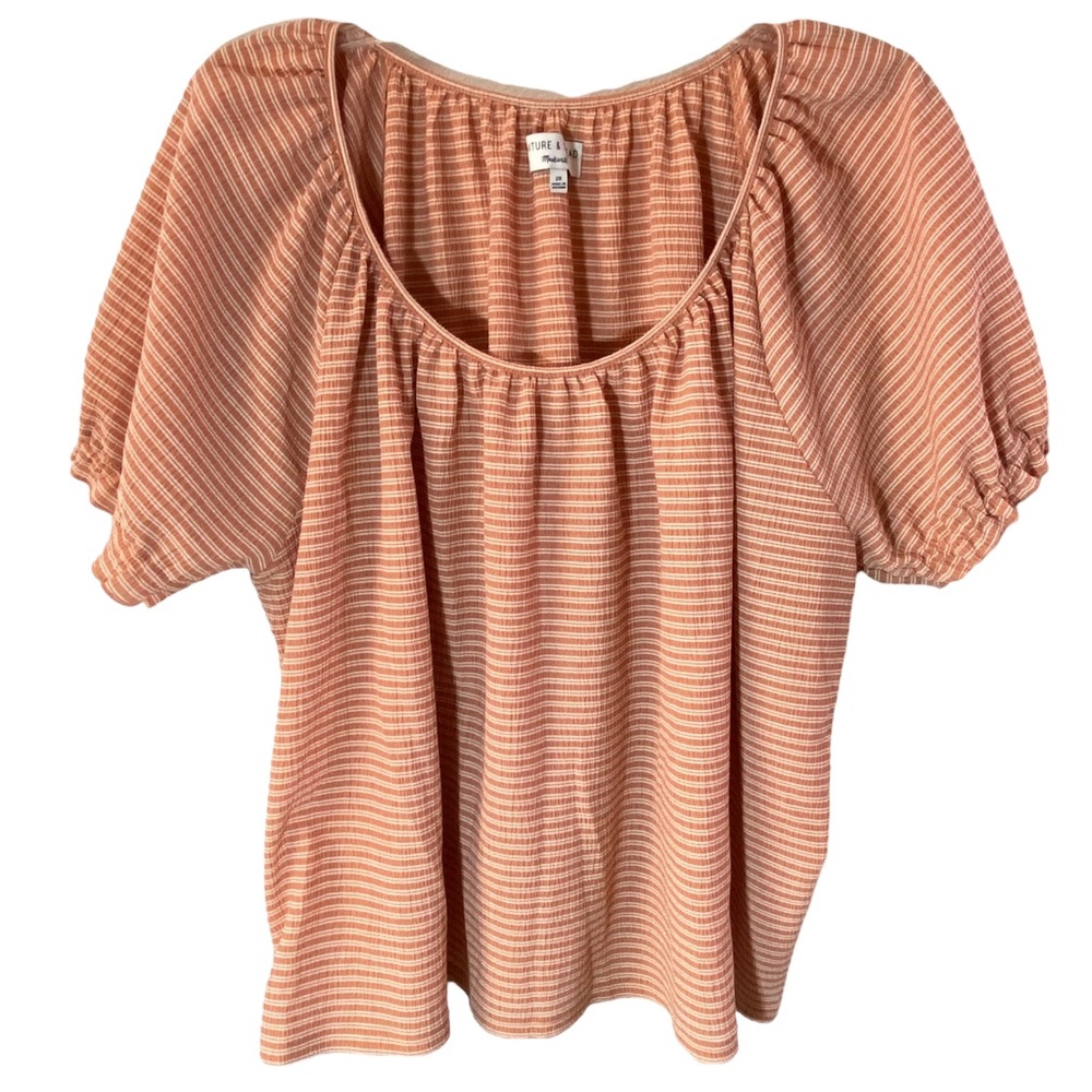 Madewell Puff-Sleeve Striped Top Sz 2X